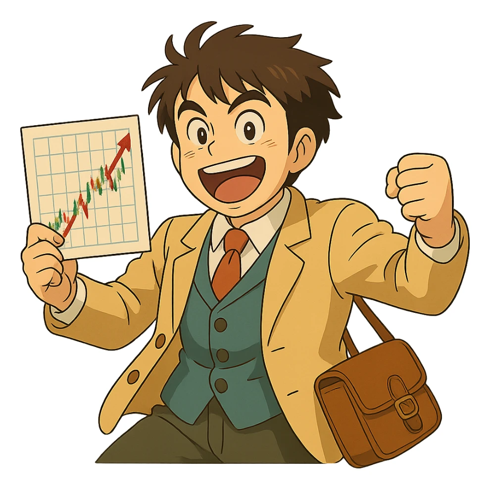 Remove the background, keep only the trader character in Ghibli style. sticker