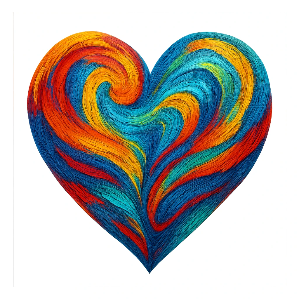 heart with a swirling oil paint effect sticker