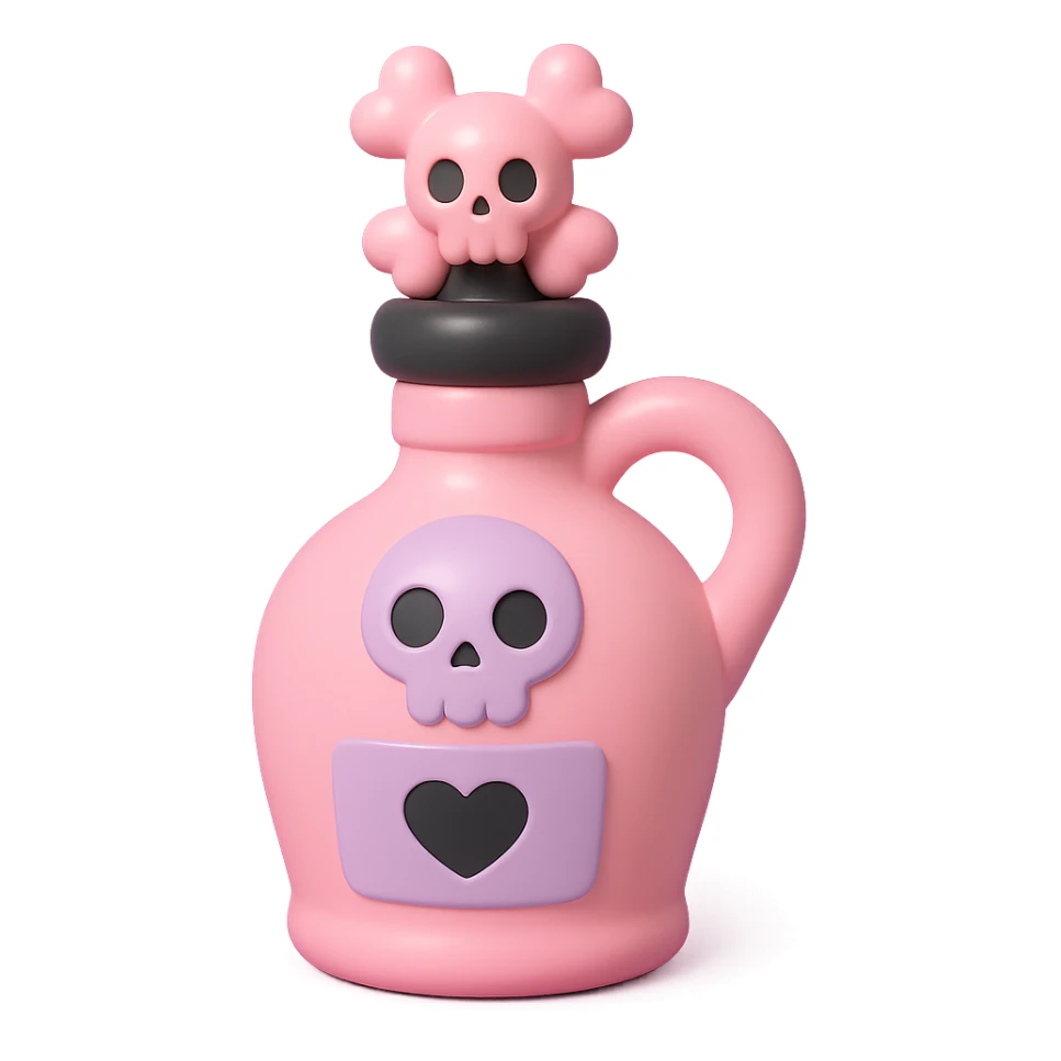 pink goth potion bottle, collectible and gothic sticker