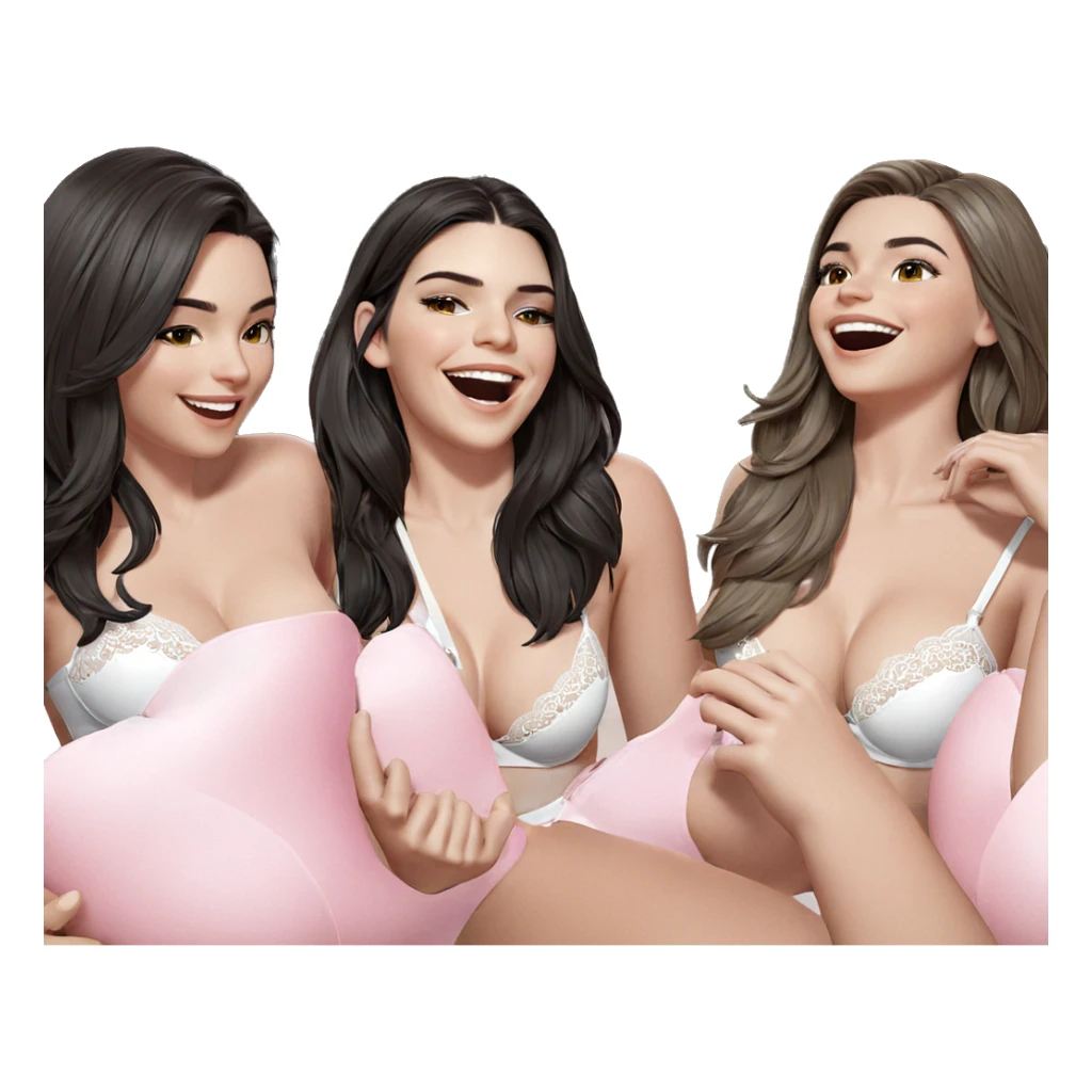 three girls in lingerie smiling sticker
