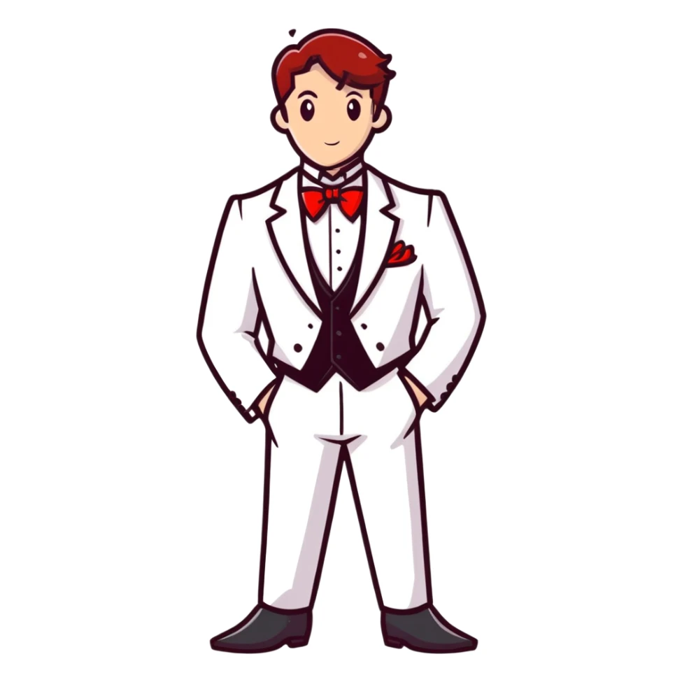 red and white formal tuxedo suit sticker