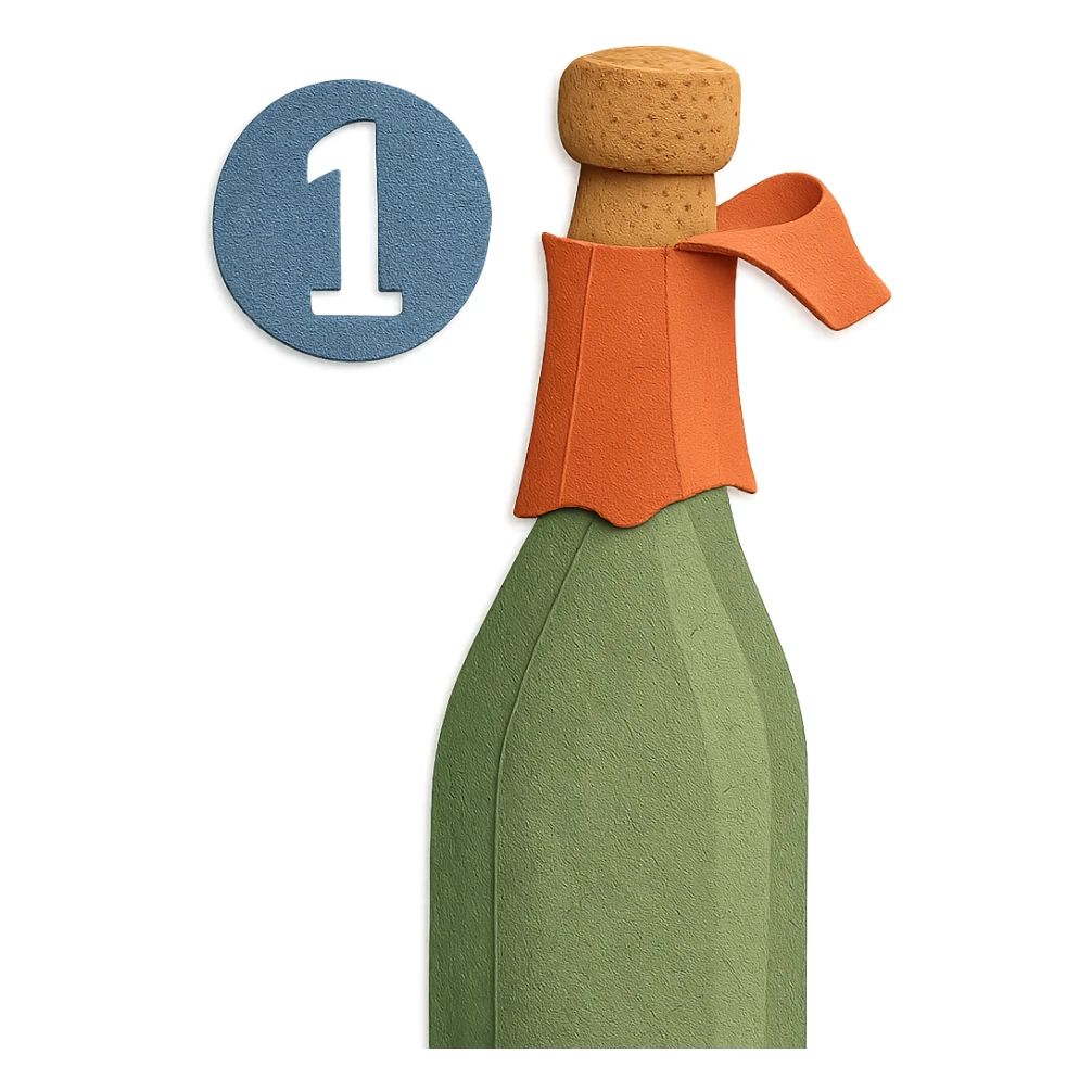 sparkling wine opening step 1: removing capsule foil, realistic light green champagne bottle color, no background sticker