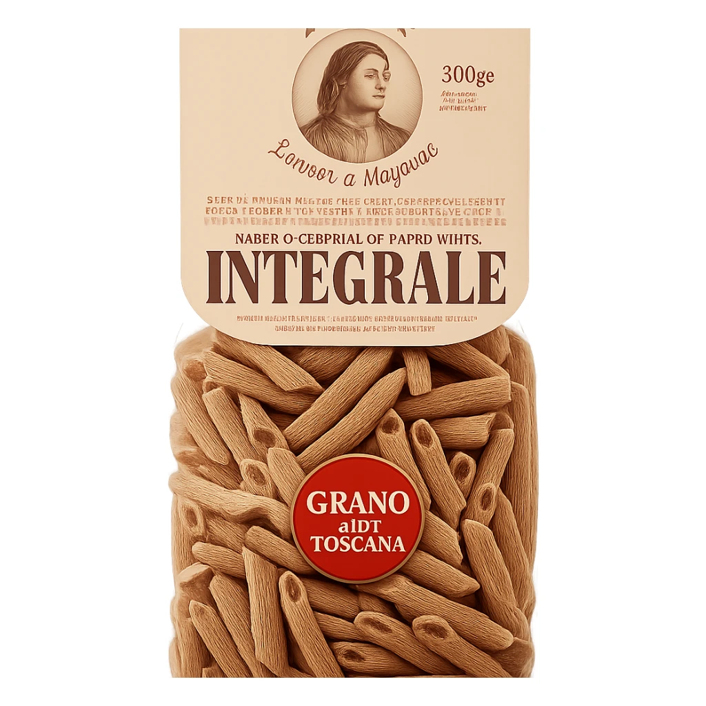 Realistic style integral pasta in a transparent bag inspired by the reference image, natural details, no background. sticker