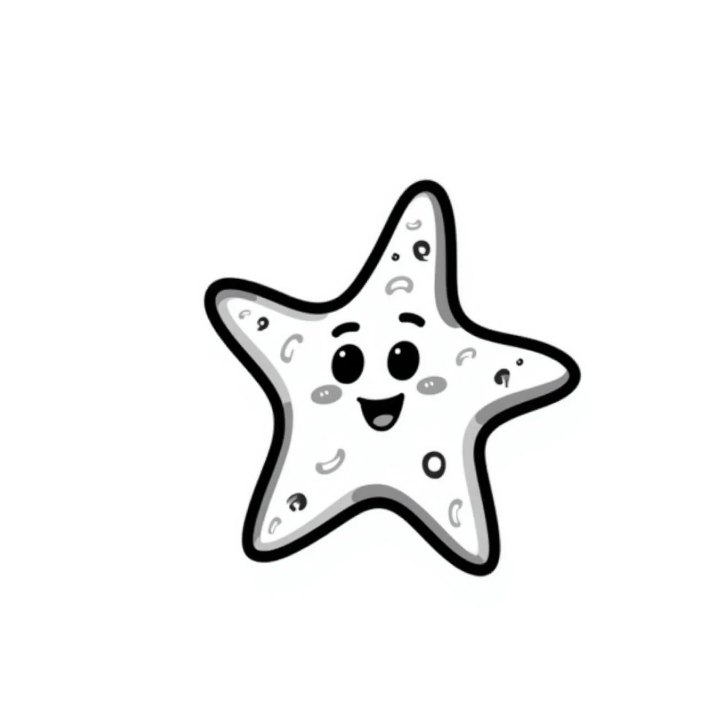 hand drawn starfish with detailed texture and little dots, playful sea creature sticker