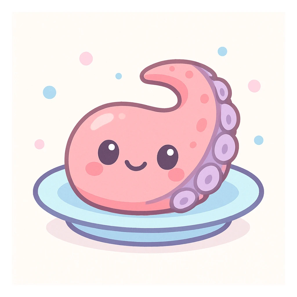 tapa de pulpo, cartoon style, kawaii face, cute expression, simple background sticker