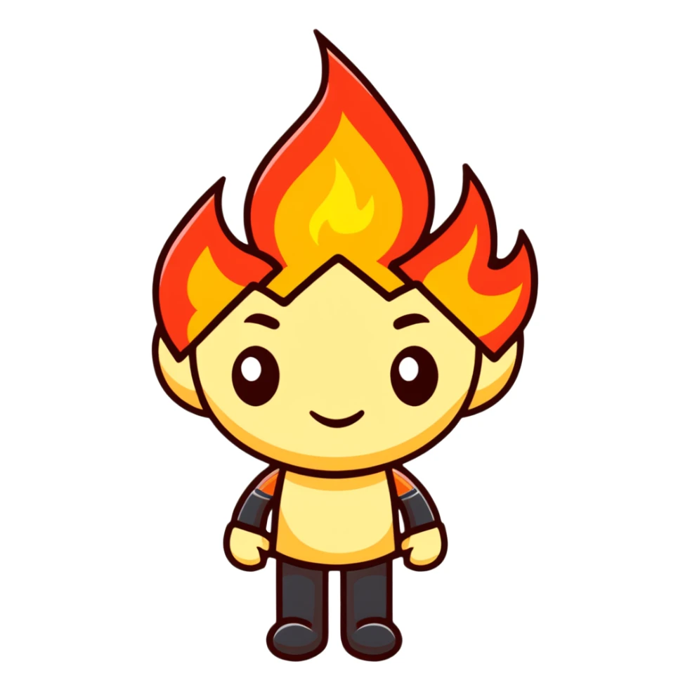featureless head with fire, no eyes, no mouth, blank face sticker