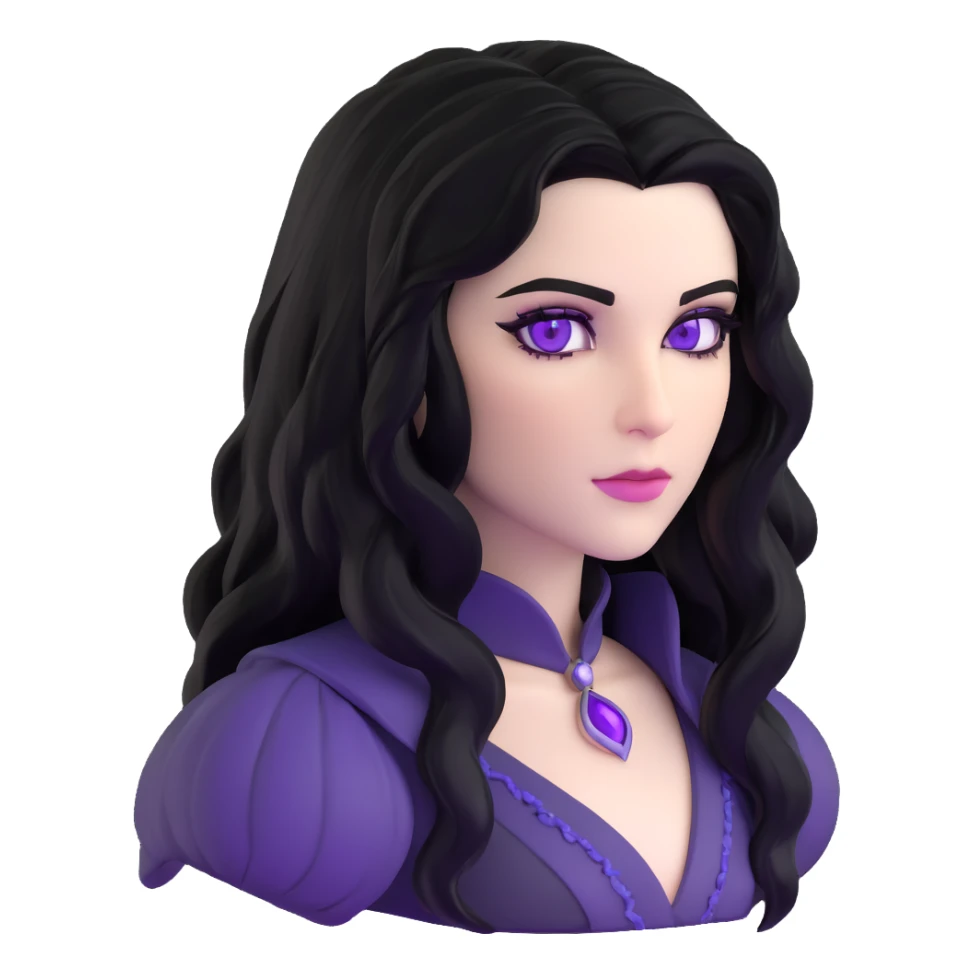 Yennefer from Witcher with black hair and purple eyes sticker