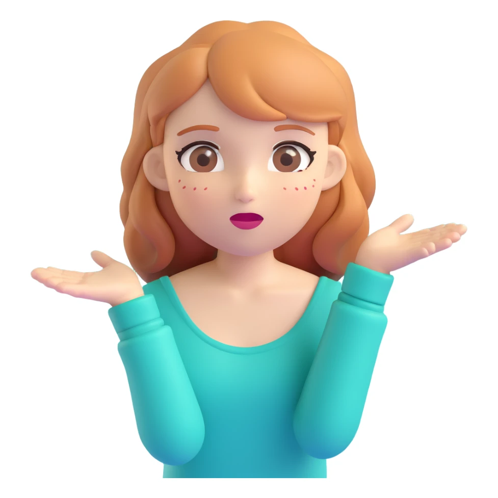 strawberry blonde girl with brown eyes shrugging sticker