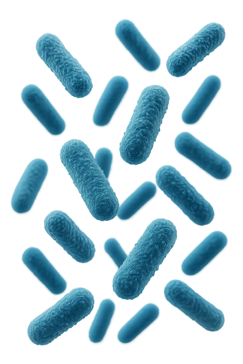 batteri intestinali blu fluttuano in aria, iperrealistici 4k sticker