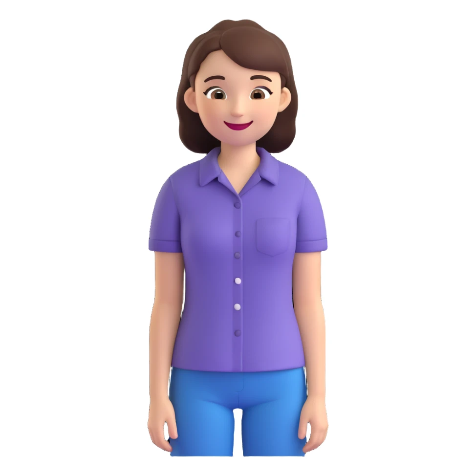 a girl with short-sleeved shirt, smiling sticker