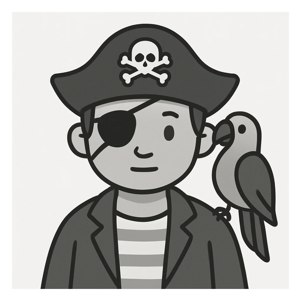 pirate with eye patch and parrot sticker