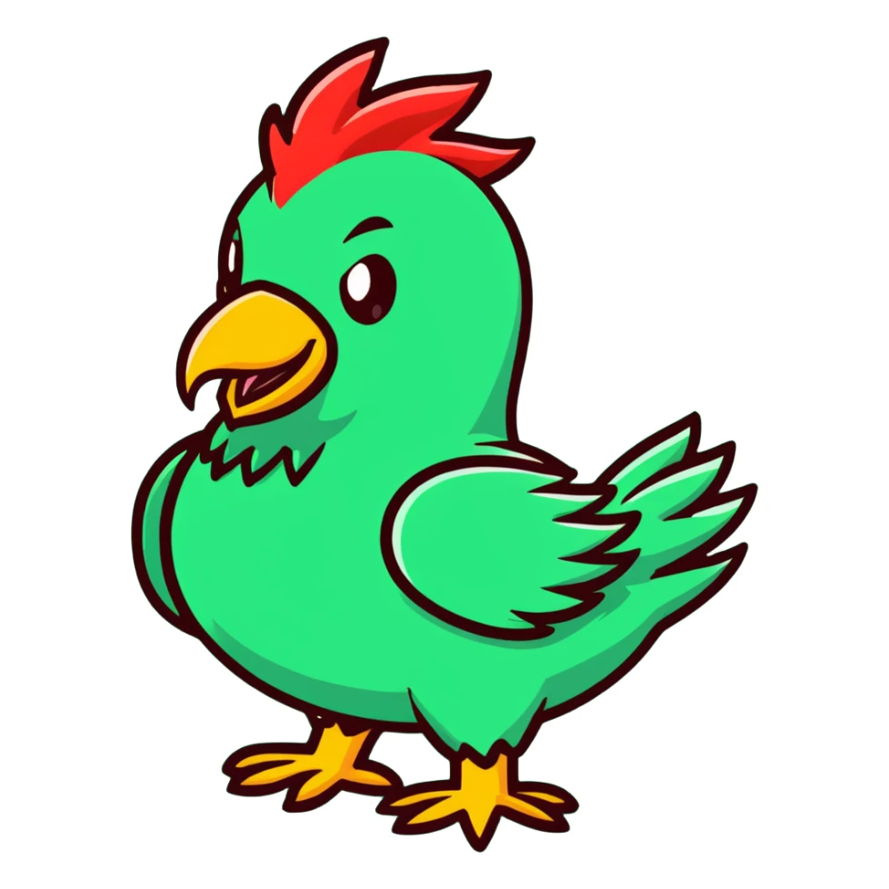 Red chocobo from Final Fantasy, majestic red bird-like creature sticker