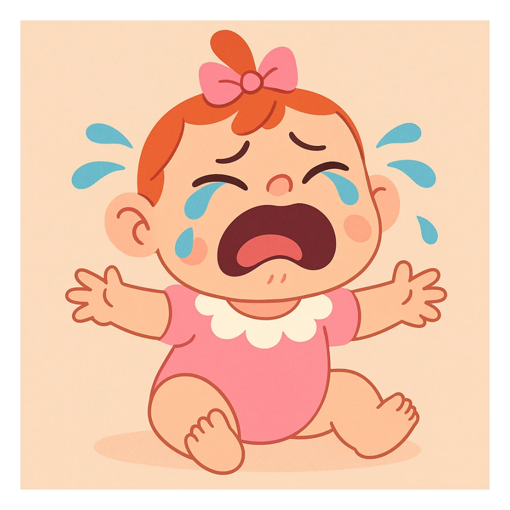 crying baby girl sticker