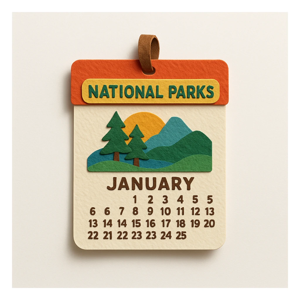 national parks-themed calendar sticker