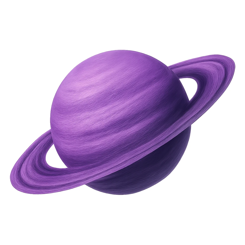 purple Saturn planet with detailed texture, semi-realistic sticker