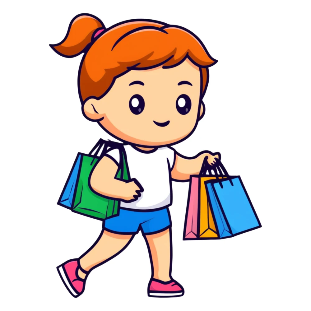 girl carrying shopping bags after shopping sticker