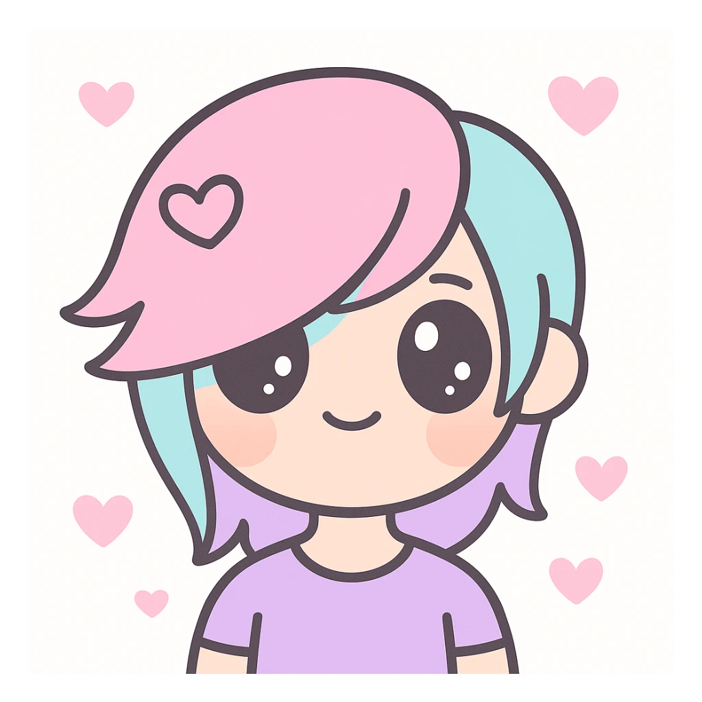 pastel emo profile picture with a heart accent, cute, expressive, minimal sticker