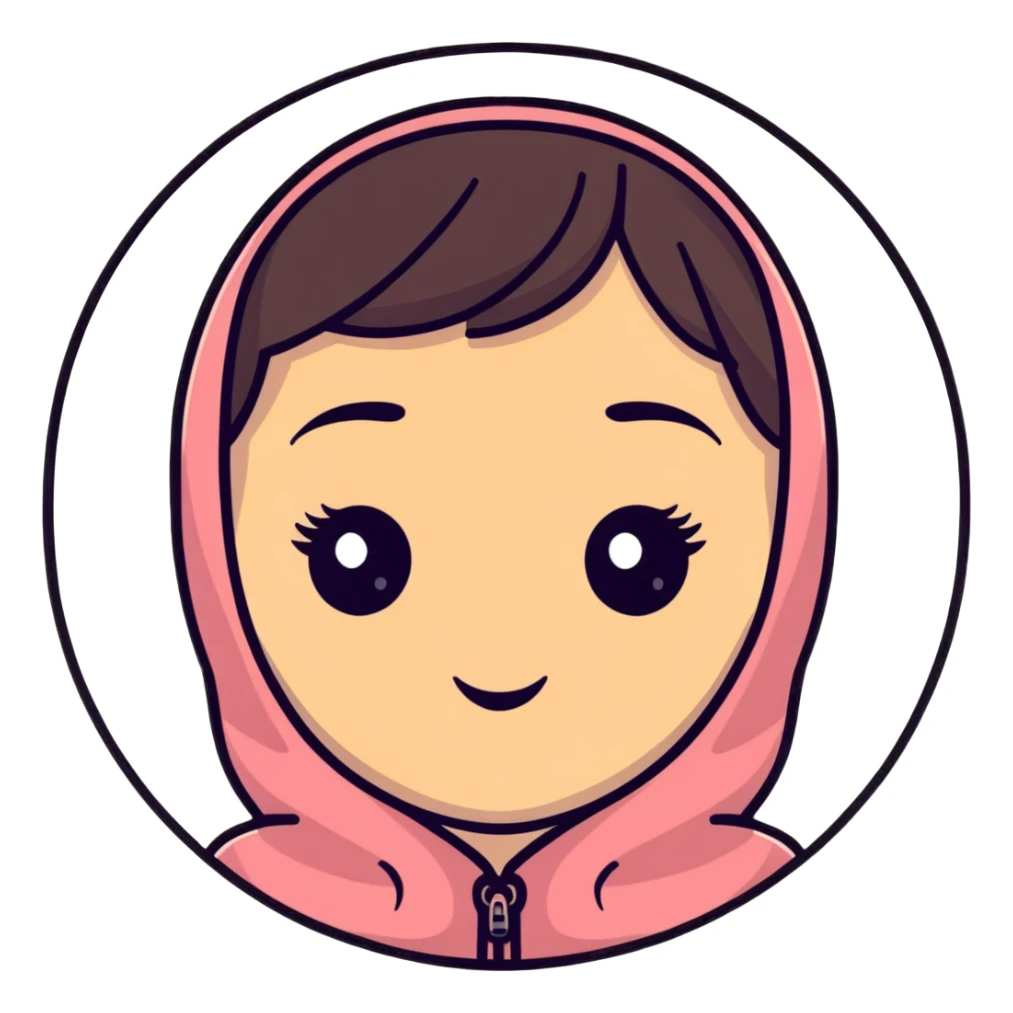 girl with narrow small eyes and big round face sticker