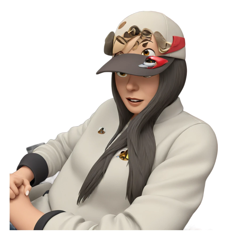 girl in car with hat sticker