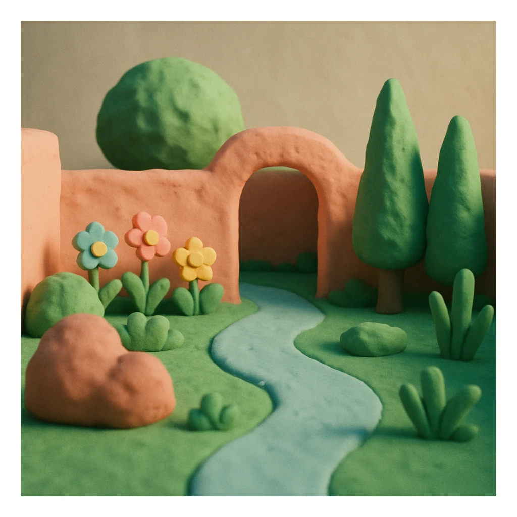 soft pastel clay look walled garden sticker