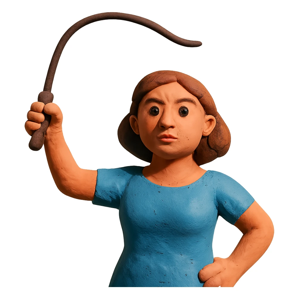 woman raising a whip sticker