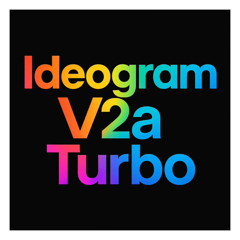 make a colorful text of "Ideogram V2a Turbo", black background sticker