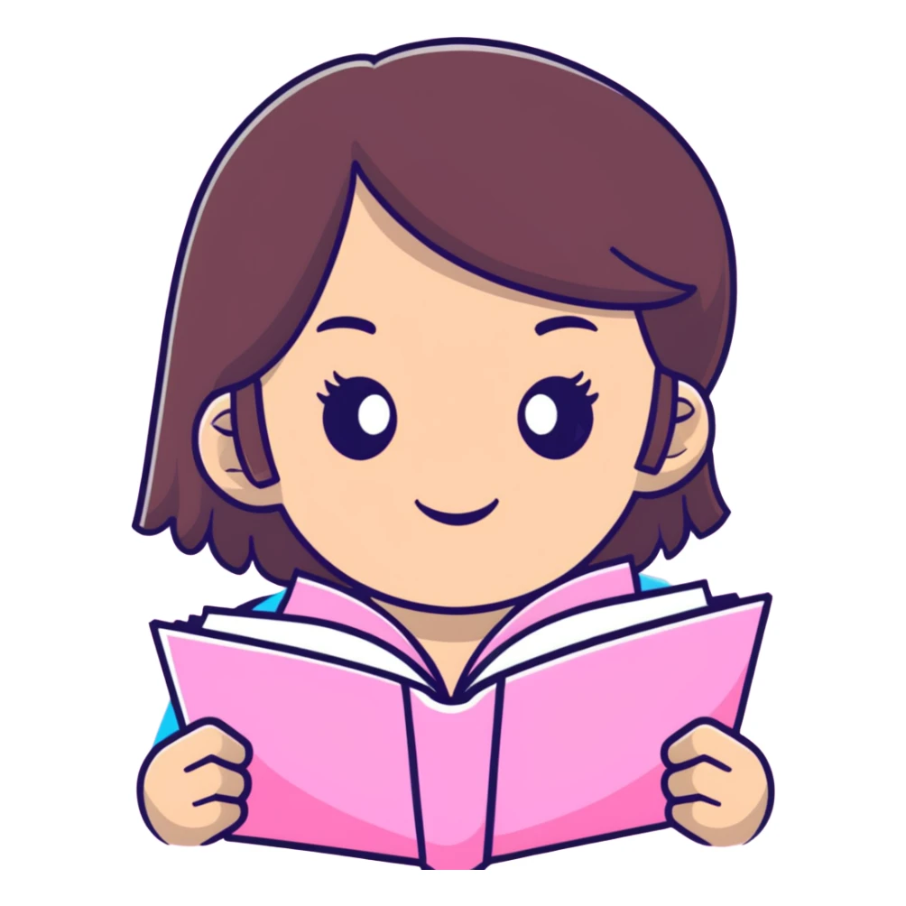 Super cool brunette teenager gal wearing sparkly pink while writing in a book  sticker