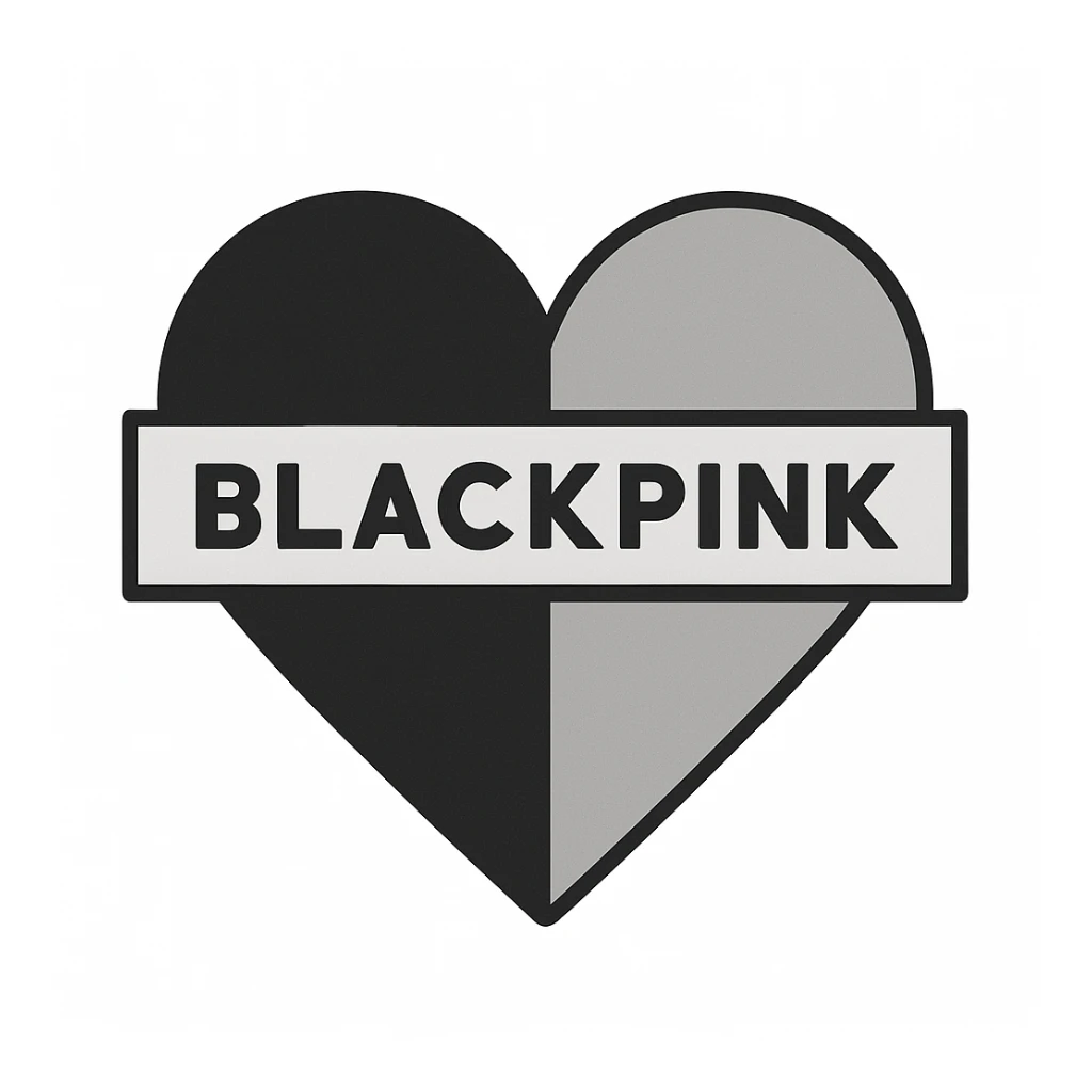BLACKPINK-inspired object, black and pink colors, simple and neutral illustration sticker