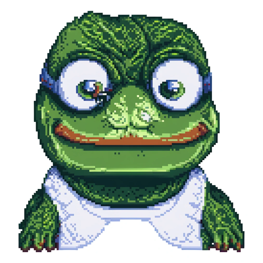 Rare Pepe meme pixel art with rainbow background sticker