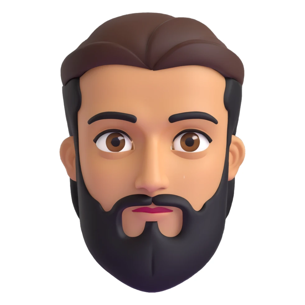 middle eastern man with medium length beard, unibrow, tan skin, and dark brown eyes sticker