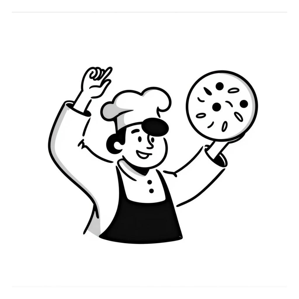 smiling Italian chef spinning pizza dough sticker