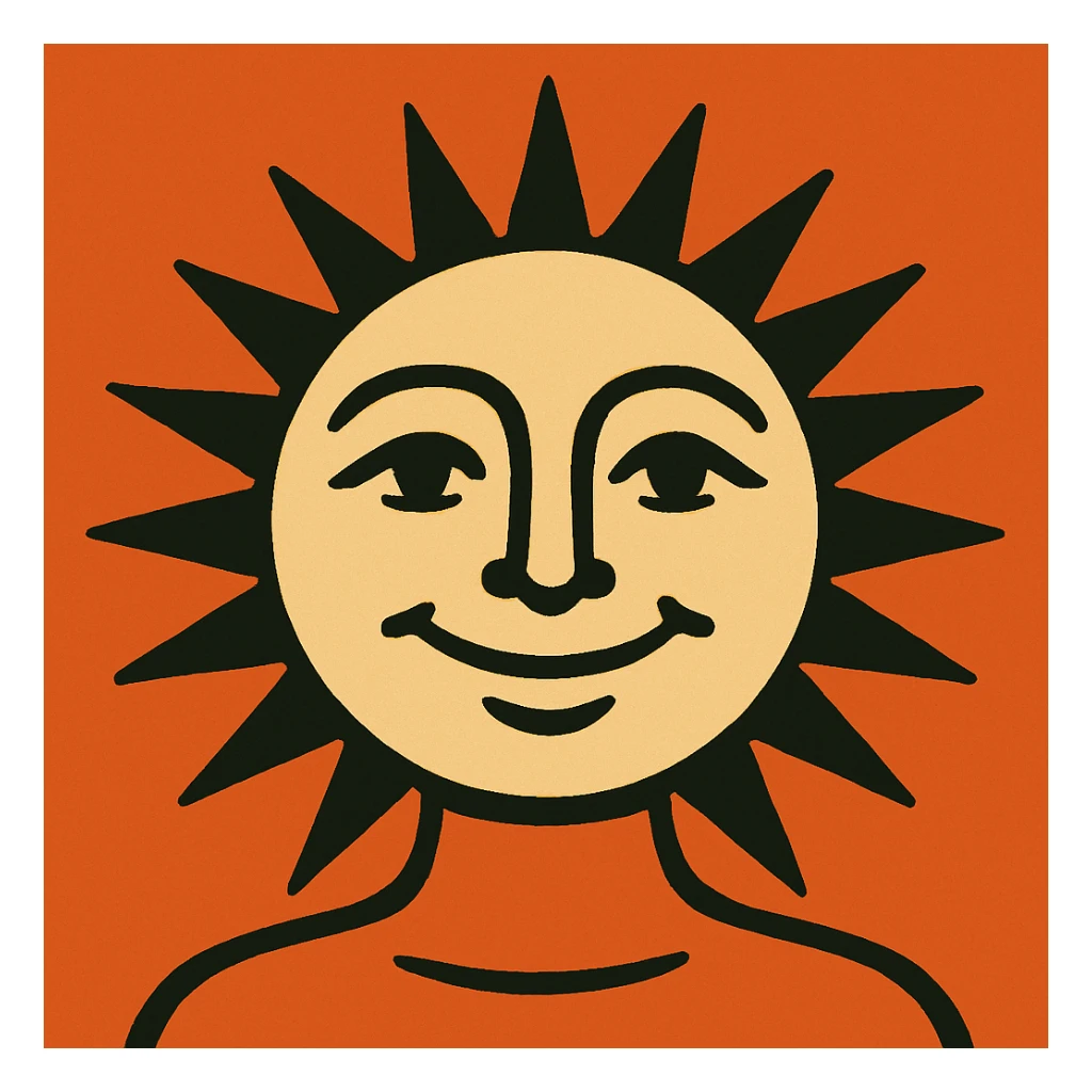 a smiling sun with rays sticker