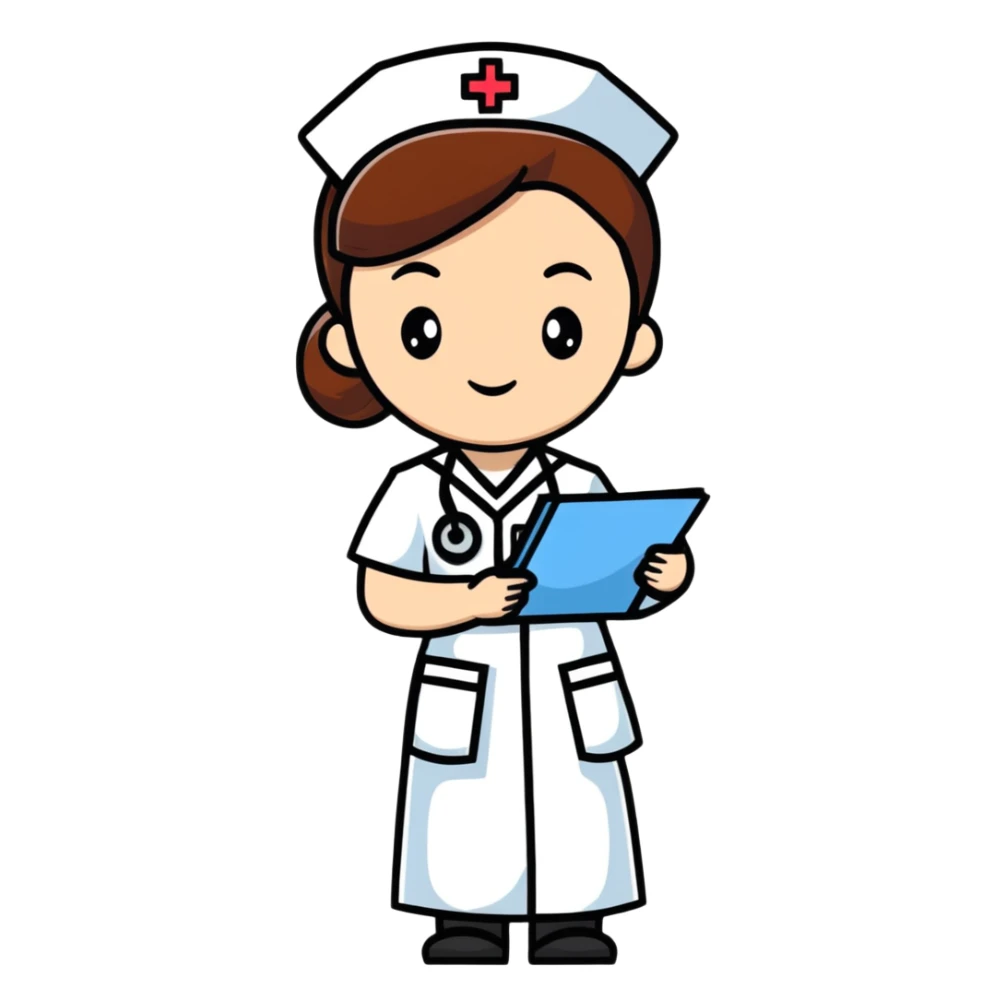 Nurse in uniform checking patients during hospital rounds sticker