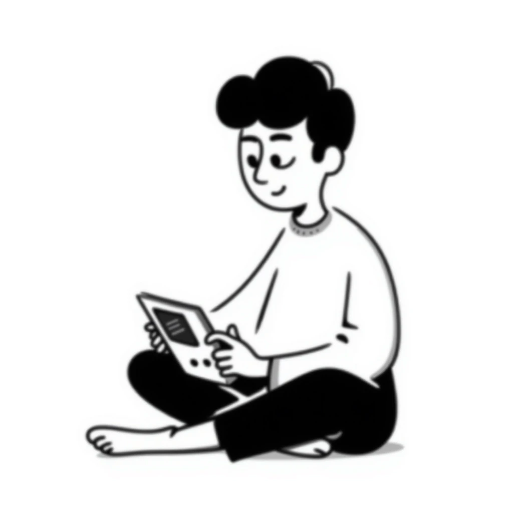 A person plays with the gameboy sticker