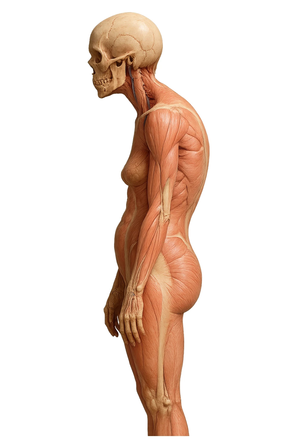 corpo umano anatomico di una donna di profilo con postura errata e spalle curve in avanti
IPERREALISTICO 4K sticker