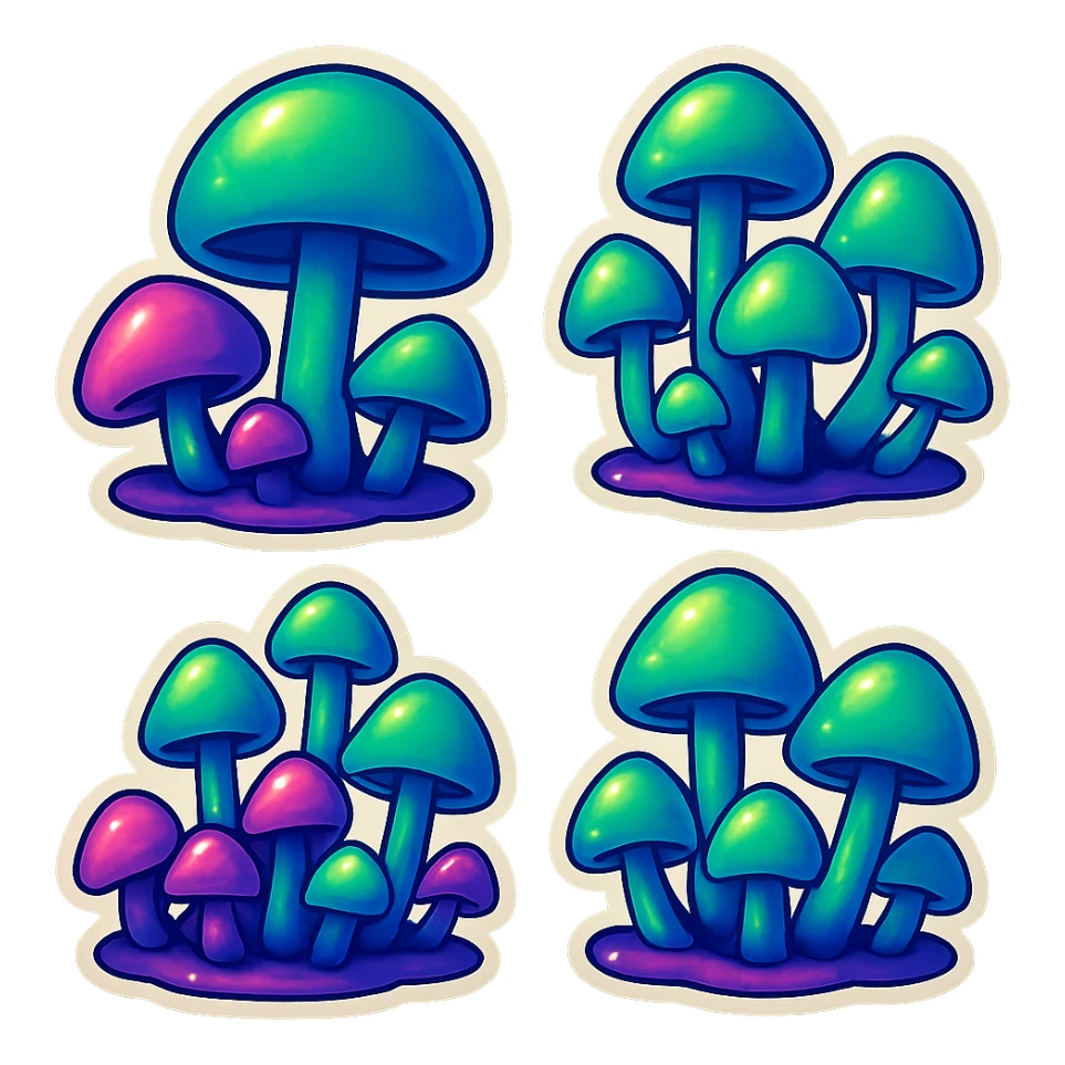 alien mushrooms. make a bunch of mushroom patches like the attached sticker