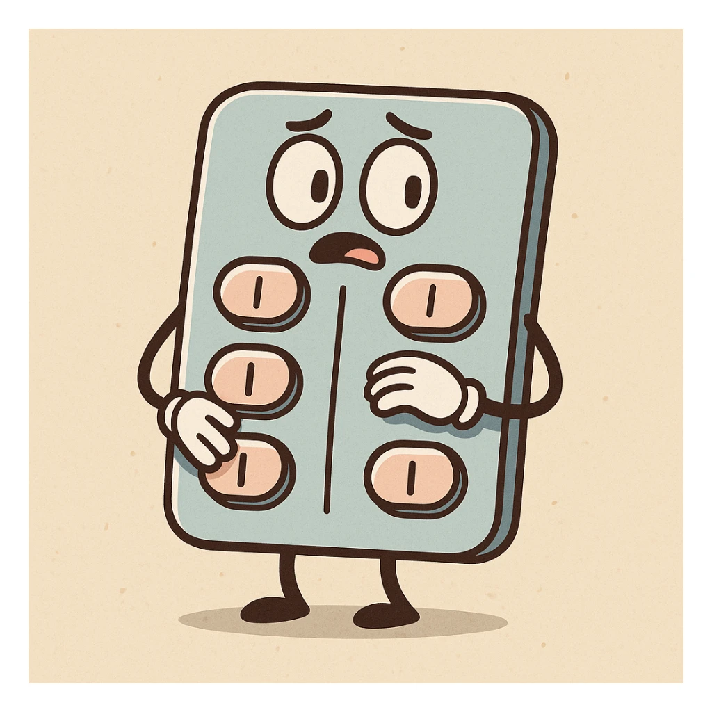 medicine blister pack icon, lineal, flat toon style sticker