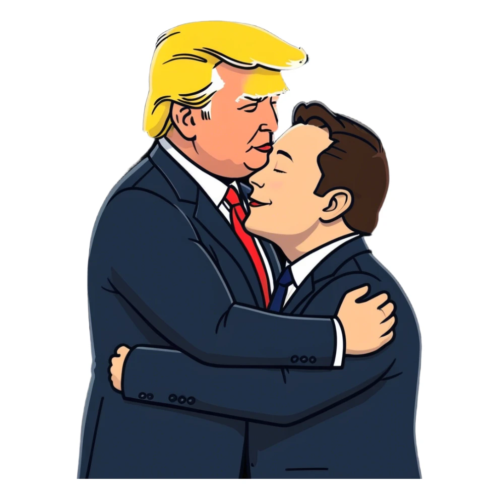 elon musk kissing trump sticker