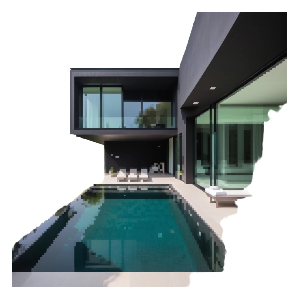 luxury villa with indoor pool, contemporary design sticker