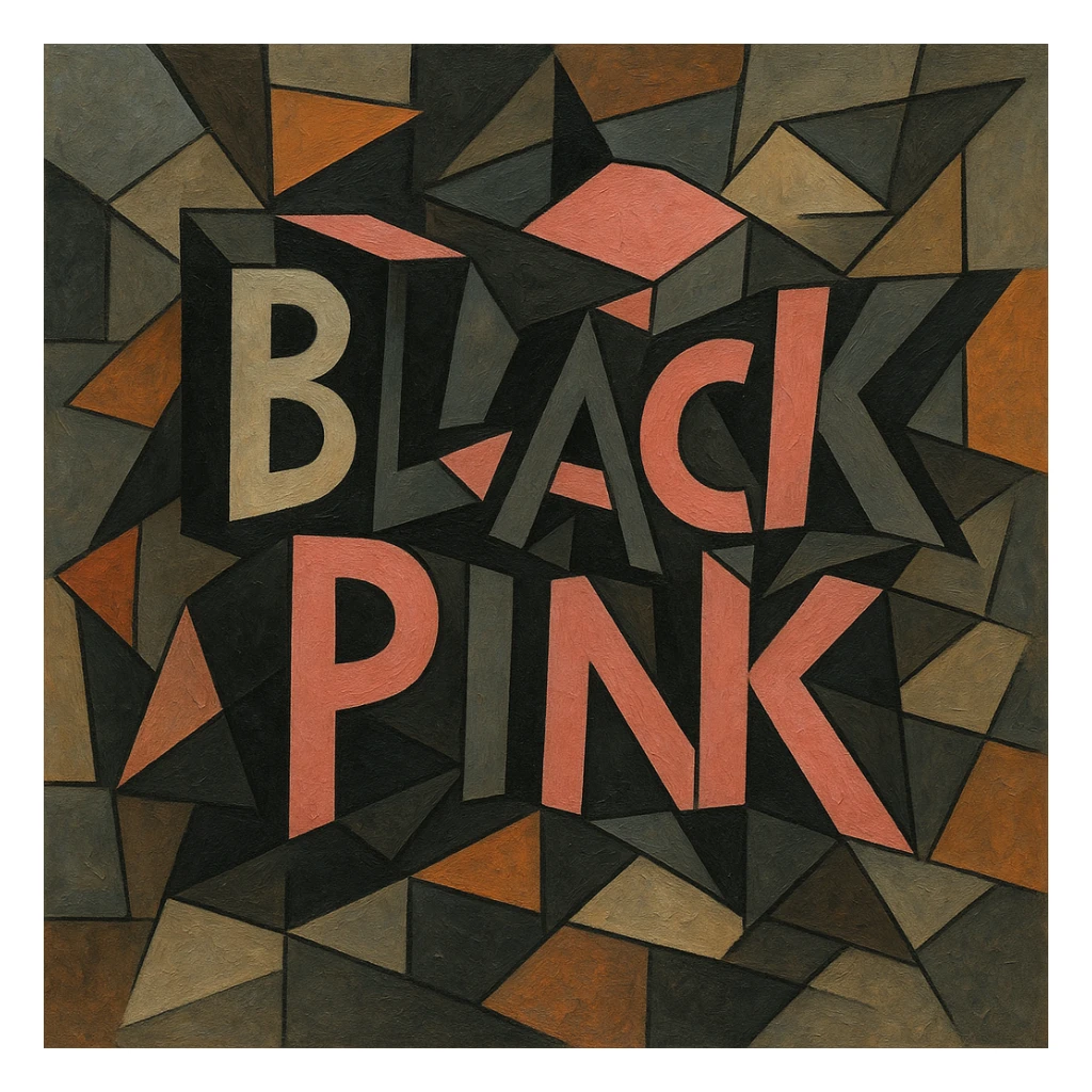 BLACKPINK-inspired object, black and pink colors, geometric and artistic interpretation sticker