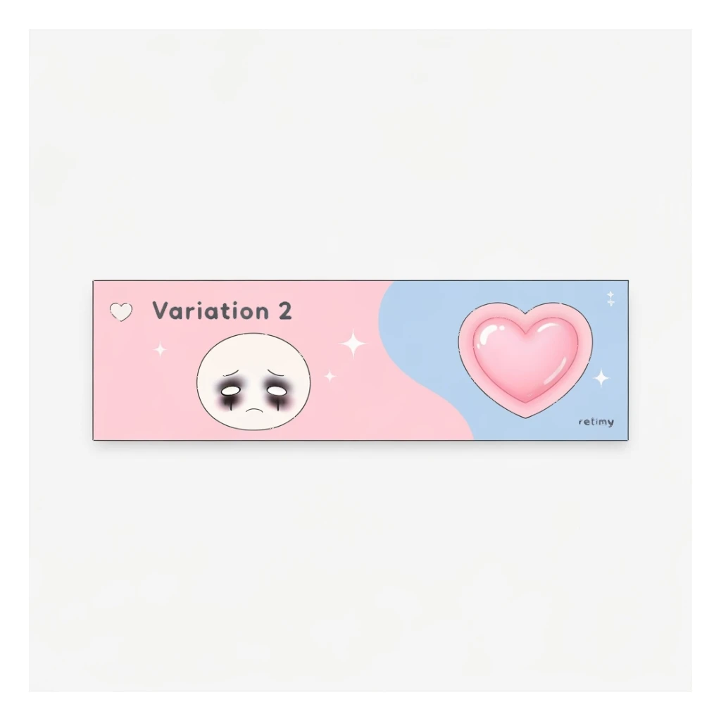 pastel emo banner with a heart accent, cute, expressive, minimal, variation 2 sticker