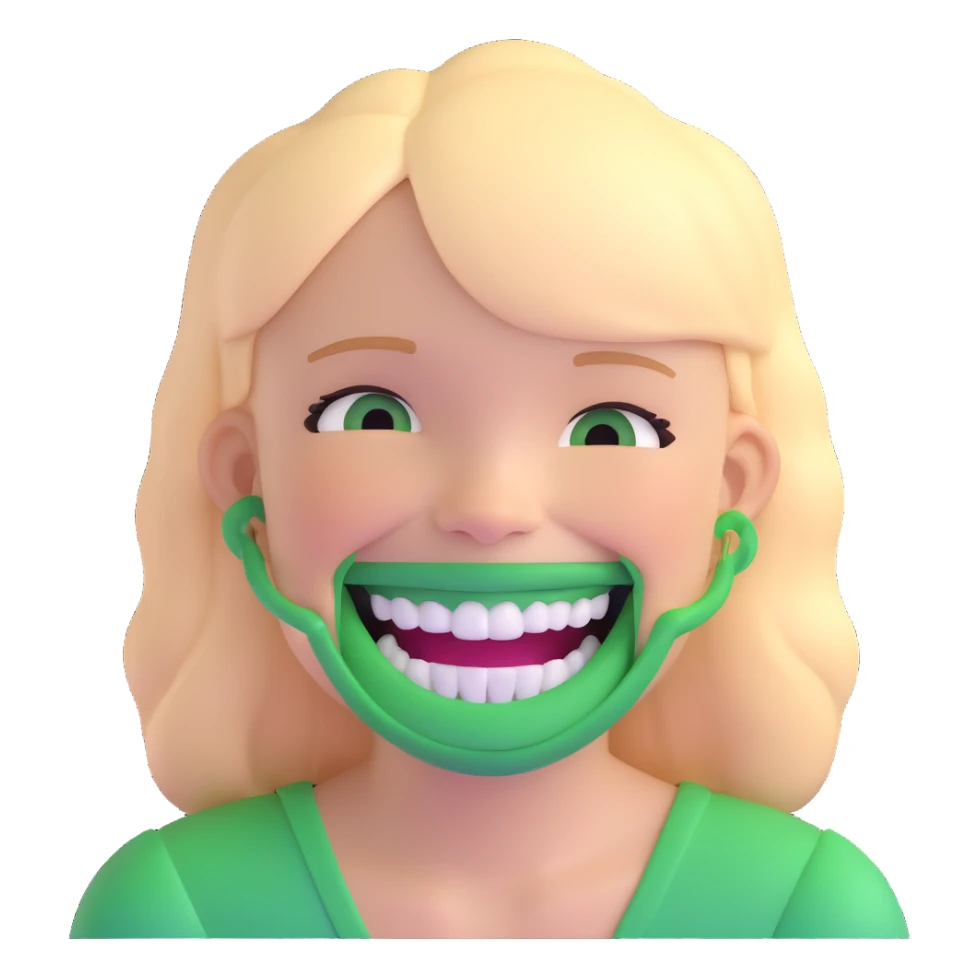 girl smiling with green braces on teeth sticker