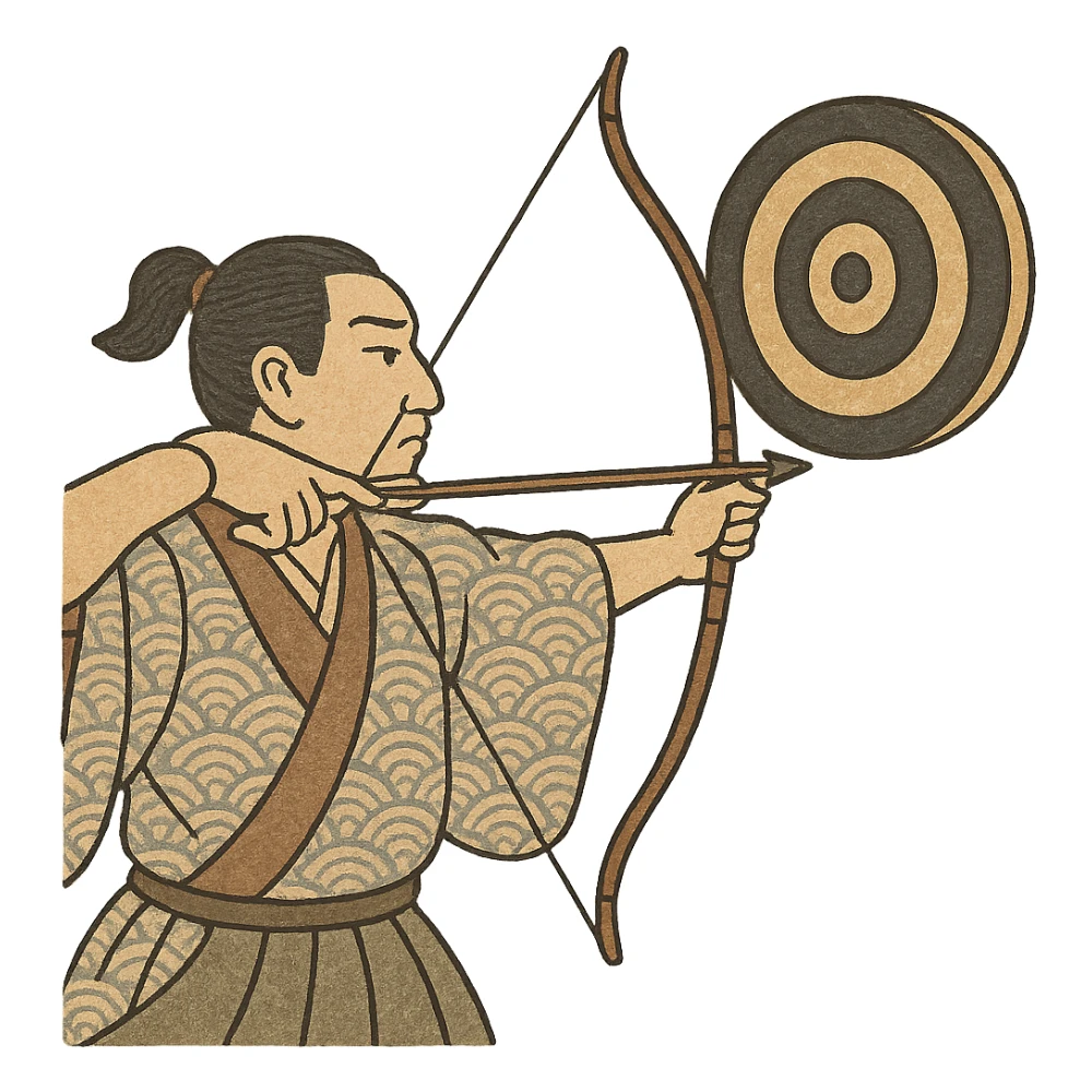 ukiyo-e style archery target, traditional Japanese illustration, no background sticker