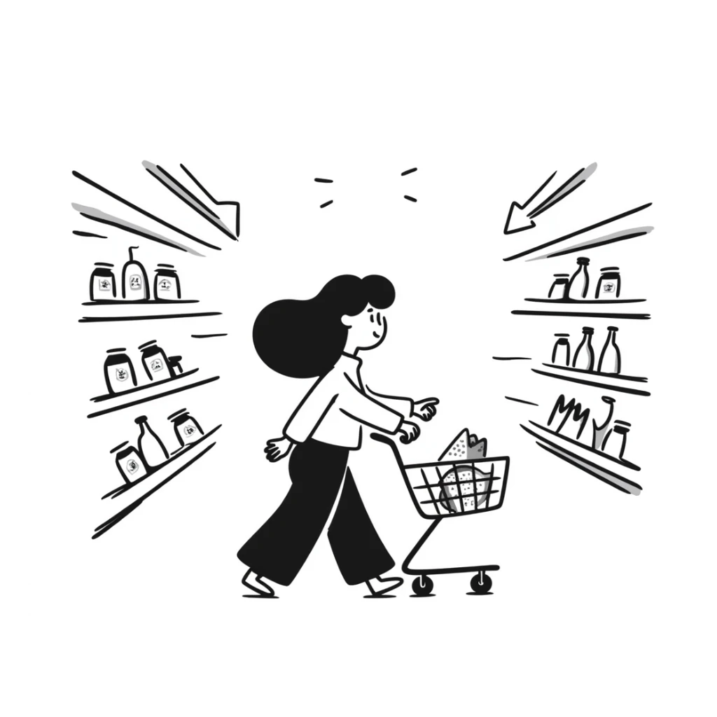 person shopping, hand-drawn doodle style sticker