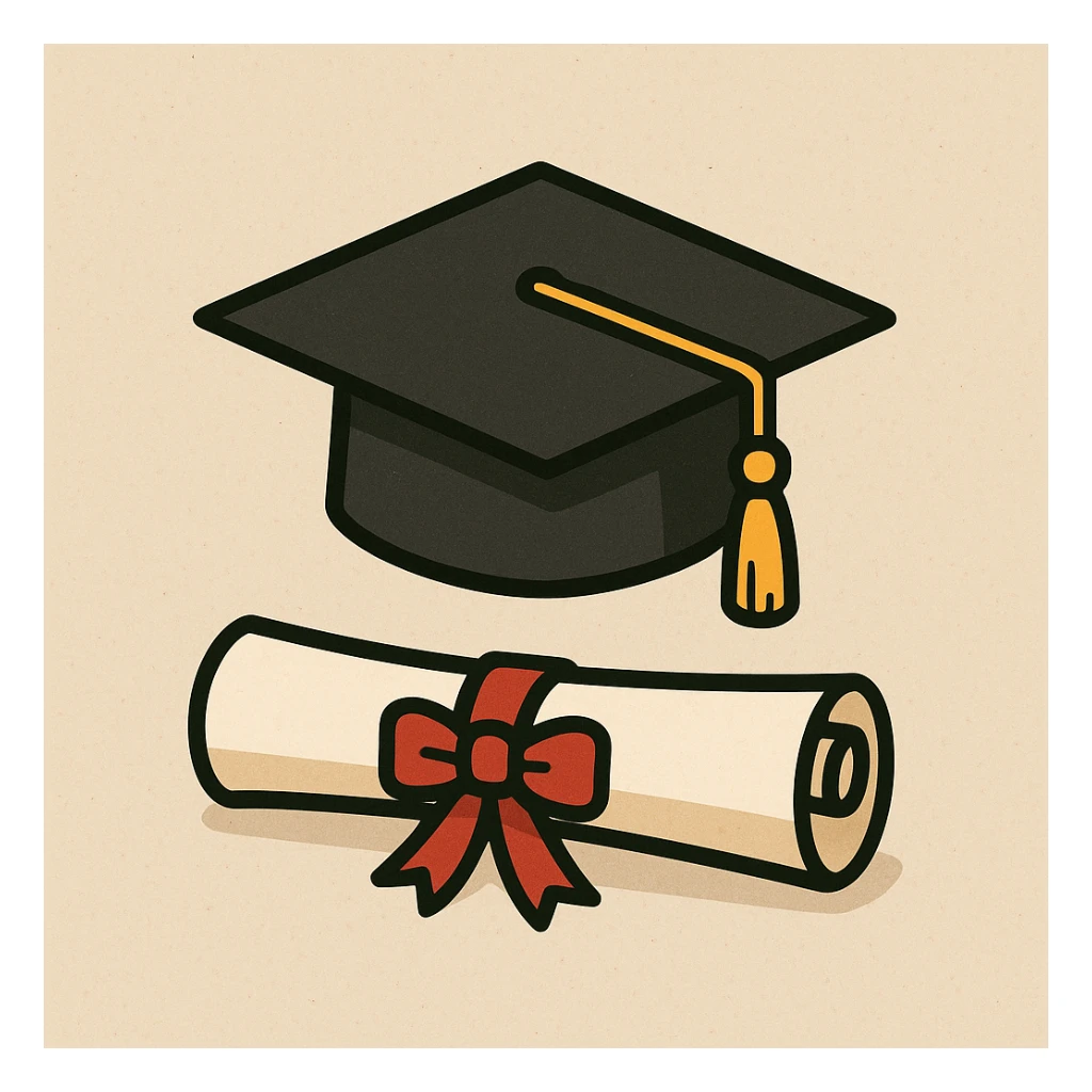 graduation cap and diploma symbolizing school achievement sticker