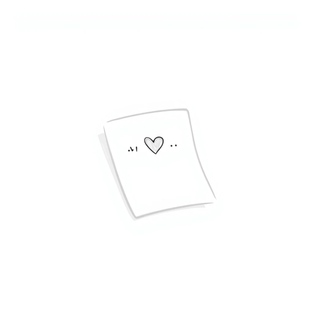 Sticky note that says "I miss you" with a heart sticker
