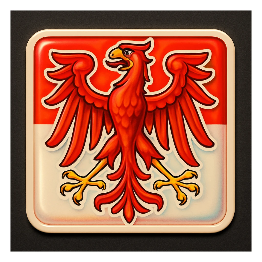Brandenburg red eagle, less cartoonish, with the Brandenburg flag as background, retro stickers style, no text sticker