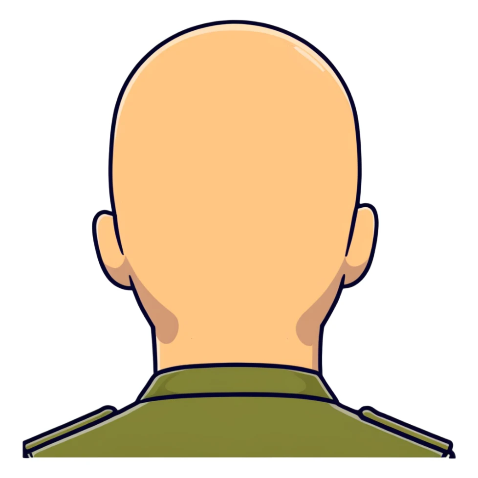 back view of military soldier's head with crew cut sticker