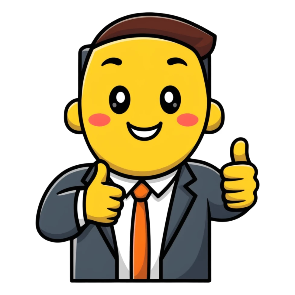 cheerful office worker with thumbs up, big smile sticker