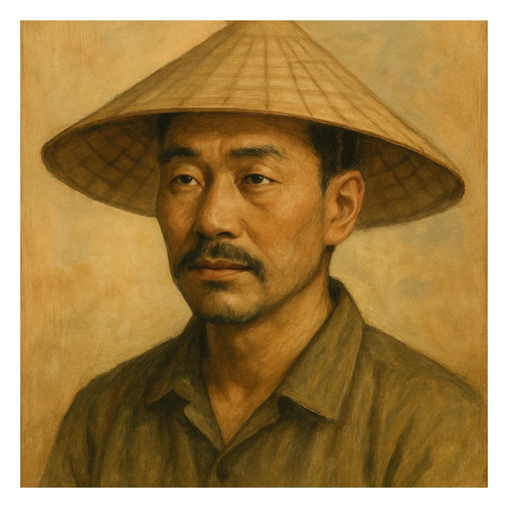 chinese man wearing rice paddy hat, style 7 sticker